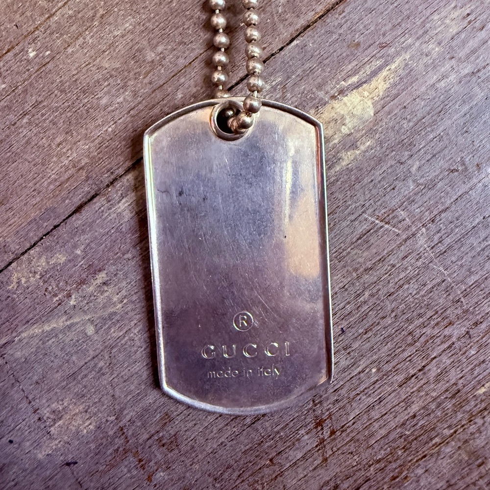 Gucci Metallic Dog Tag Pendant